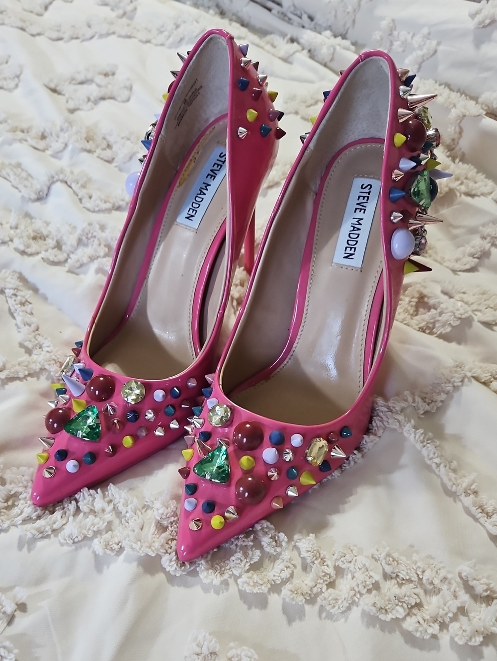 Steve Madden Hot Pink Studded Pumps